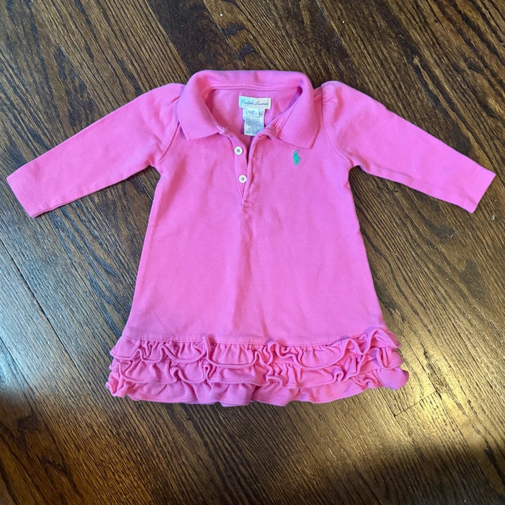 Pink Polo Dress with Ruffle Hem